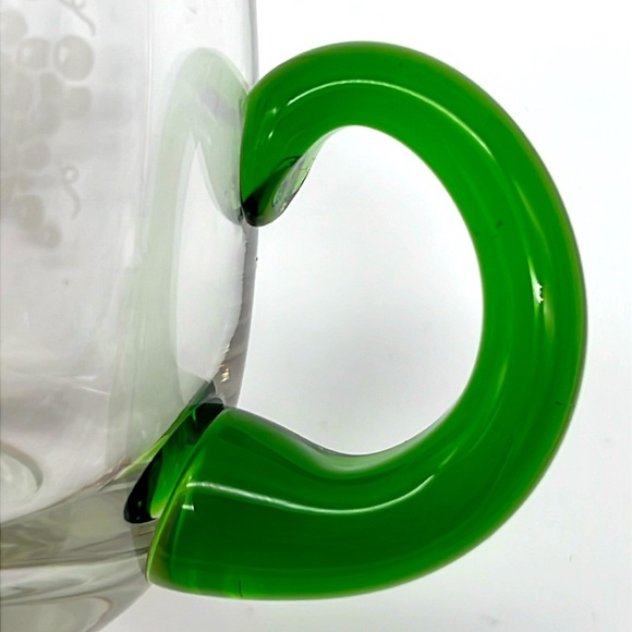 Vintage Etched Grape and Leaf Decorative Green-Handle Drinking Mugs (Set of 2) - Picture 7 of 11